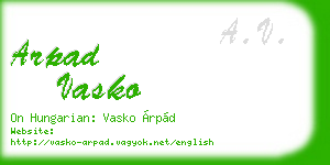 arpad vasko business card